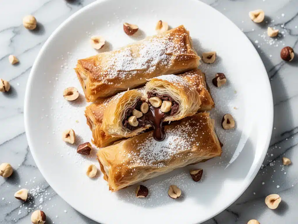 Crispy Chocolate Hazelnut Phyllo Rolls: 5 Best Party Desserts 4 Crispy Chocolate Hazelnut Phyllo Rolls preparation steps
