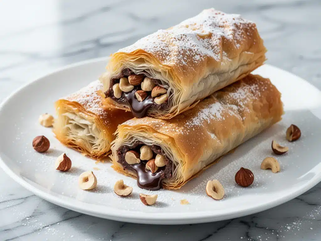 Crispy Chocolate Hazelnut Phyllo Rolls - featured image