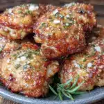 crispy garlic parmesan air fryer chicken thighs - featured image