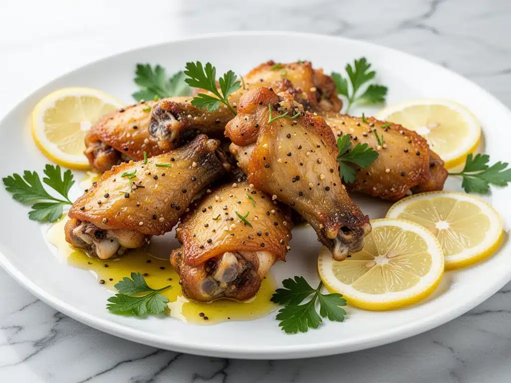 crispy lemon pepper chicken wings - featured image
