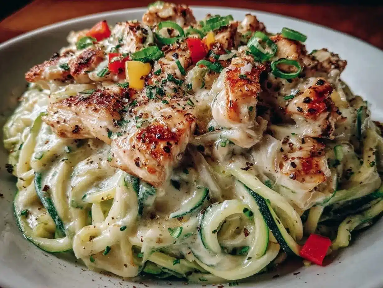 Diabetic-Friendly Zucchini Noodle Chicken Alfredo: Foolproof & Easy 4 Diabetic-Friendly Zucchini Noodle Chicken Alfredo preparation steps