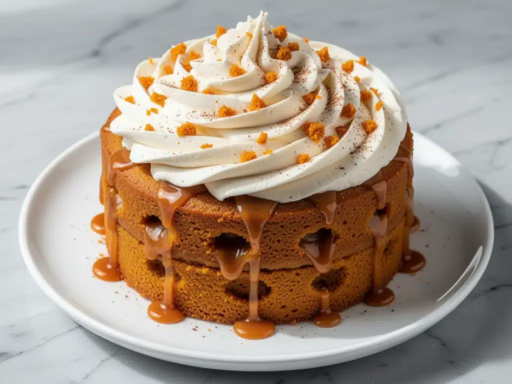 fall butterscotch pumpkin poke cake - featured image
