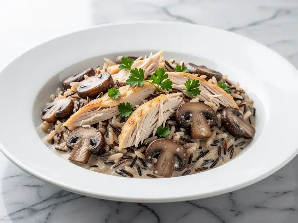 fall harvest chicken and wild rice casserole - featured image