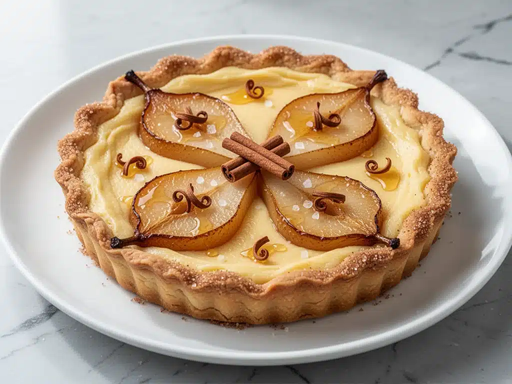 fall honey roasted pear custard tart - featured image