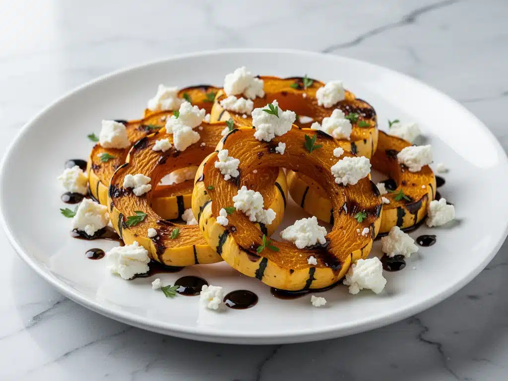 fall maple balsamic roasted delicata squash - featured image