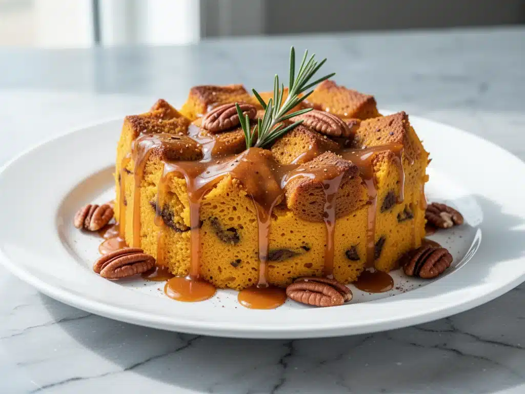 fall pumpkin bread pudding - featured image