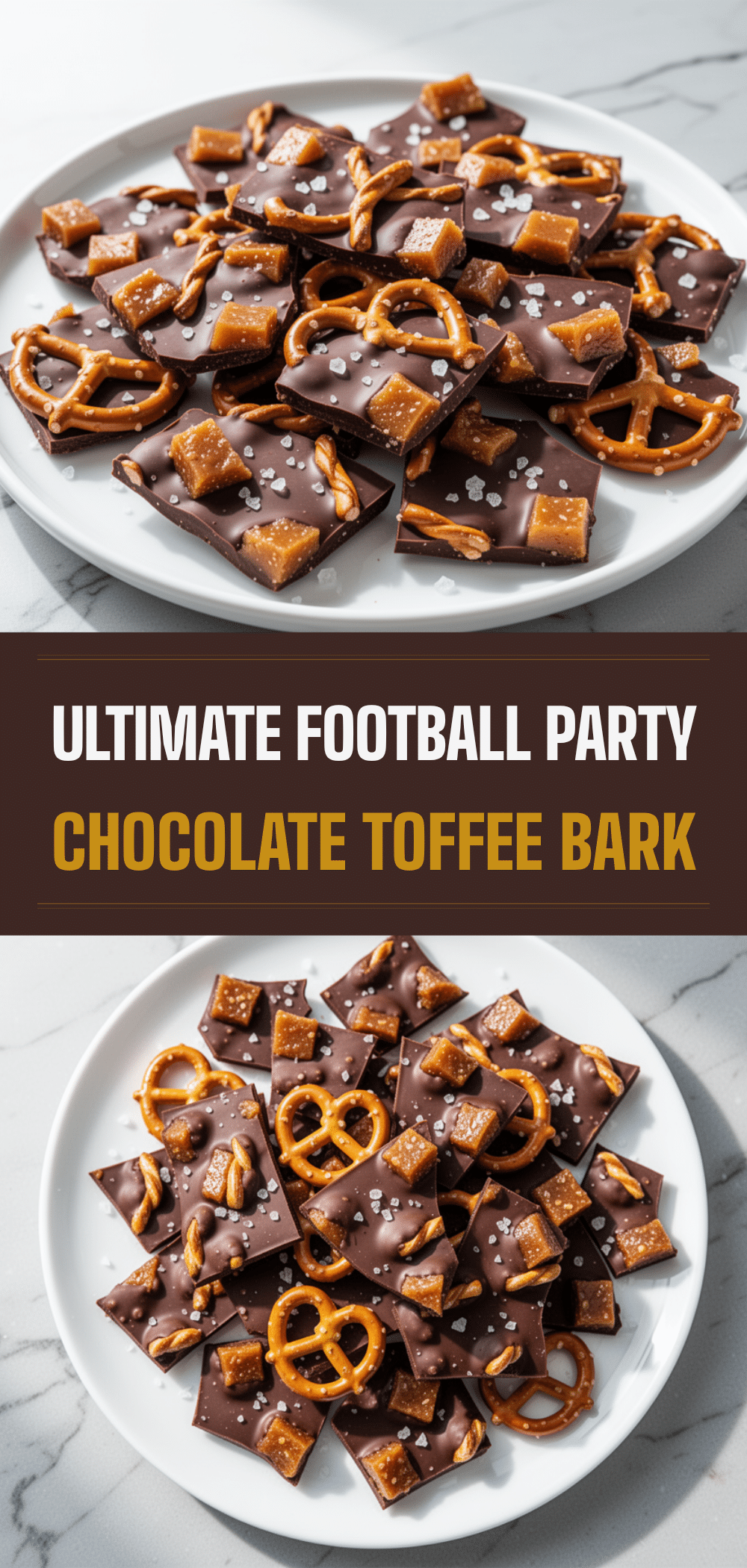 Football Party Chocolate Toffee Pretzel Bark: 5-Step Snack 5 Football Party Chocolate Toffee Pretzel Bark recipe