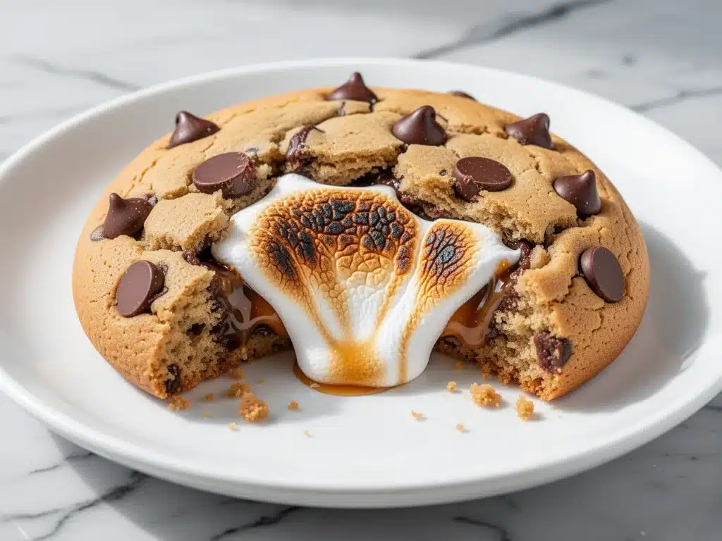 gooey smores stuffed chocolate chip cookies - featured image