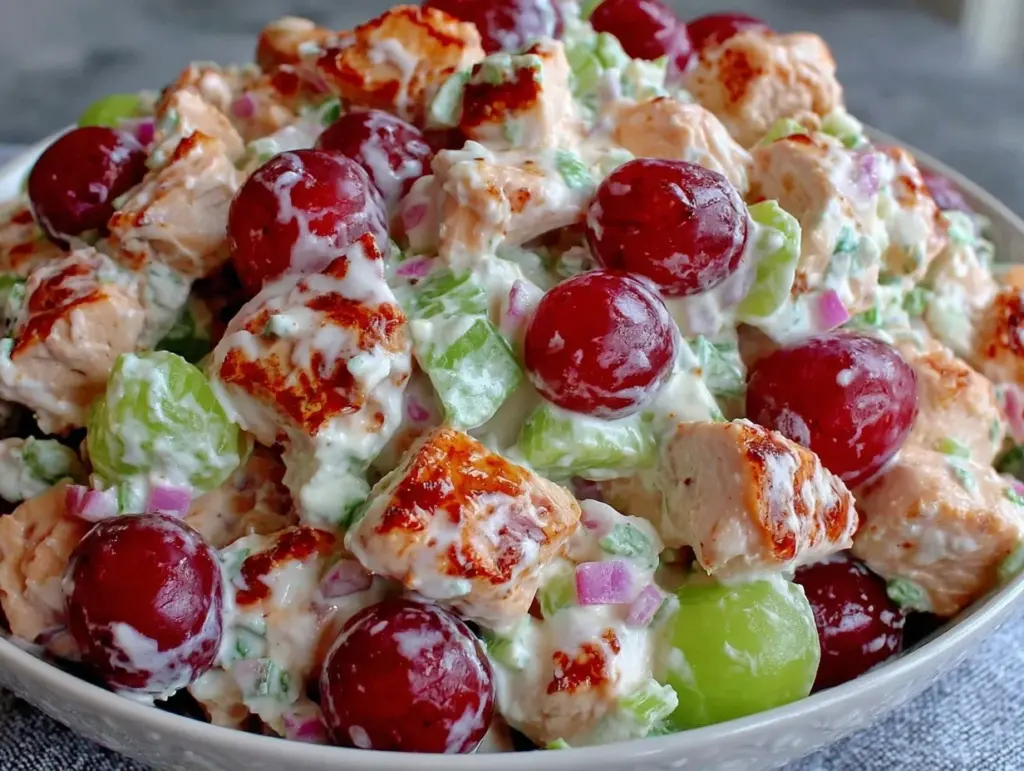 greek yogurt chicken salad with grapes - featured image
