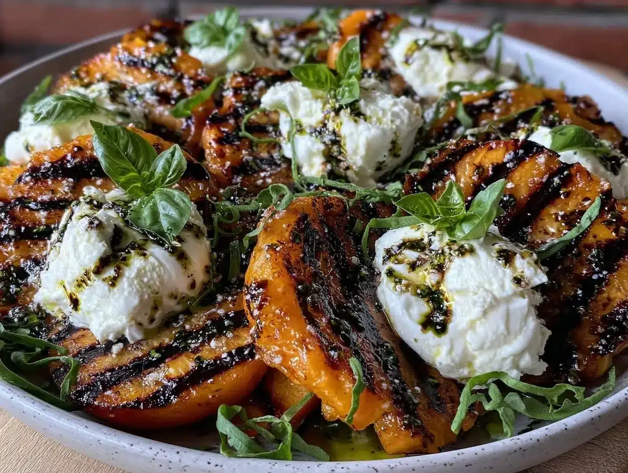 Grilled Peach and Burrata Salad: 4 Ingredients, No Fail 4 grilled peach and burrata salad preparation steps