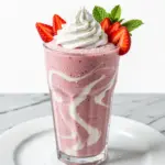 high-protein strawberry cheesecake smoothie - featured image