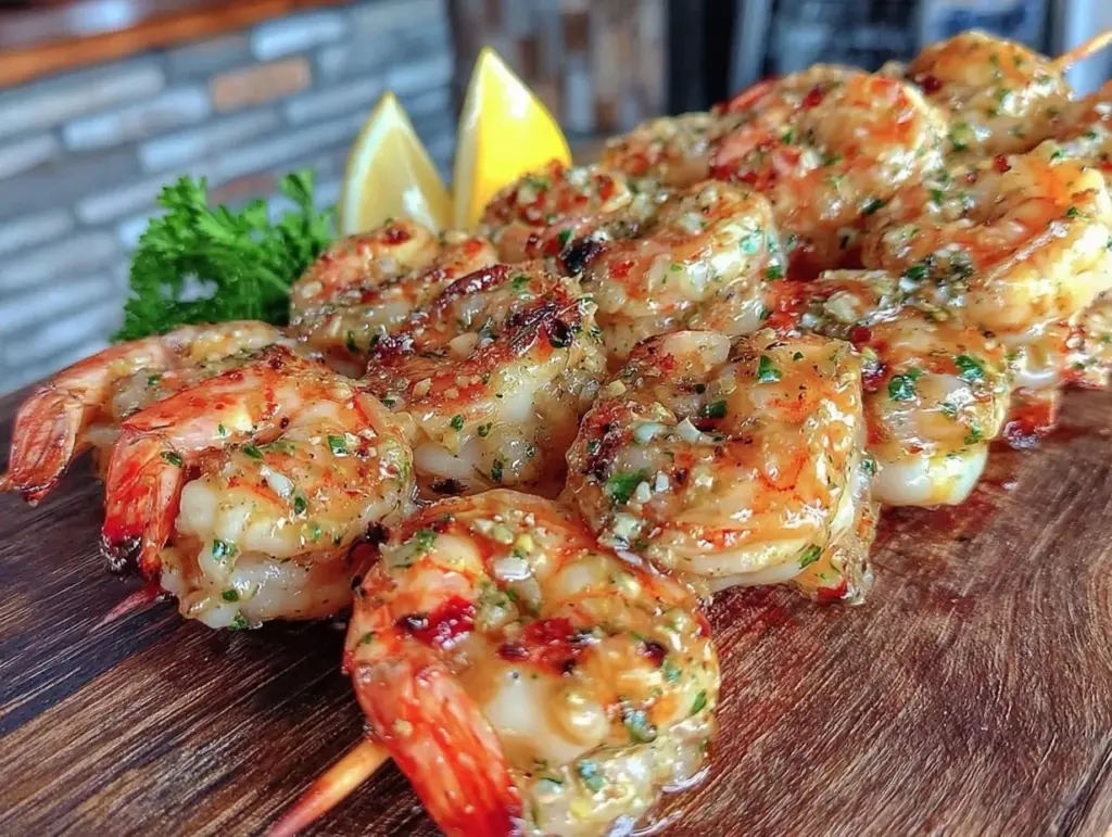 lemon pepper grilled shrimp skewers - featured image