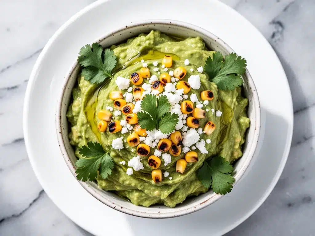 Loaded Guacamole with Roasted Corn: 5 Easy Party Appetizers 4 loaded guacamole with roasted corn preparation steps