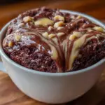 microwave mug brownie with peanut butter swirl - featured image