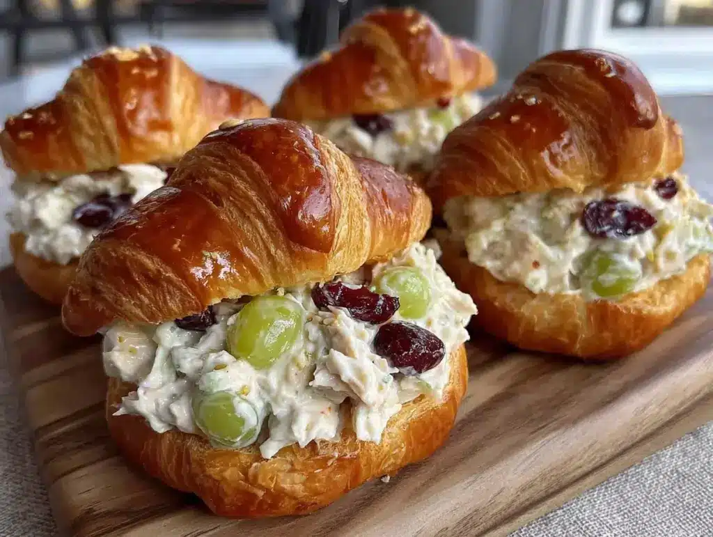 mini chicken salad croissant sandwiches - featured image