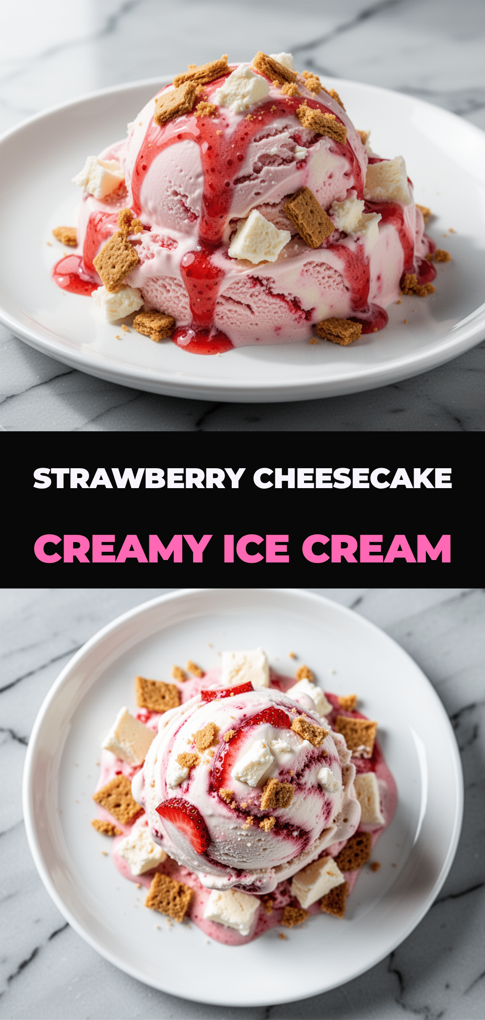 No-Churn Strawberry Cheesecake Ice Cream with Graham Swirl 5 no-churn strawberry cheesecake ice cream recipe