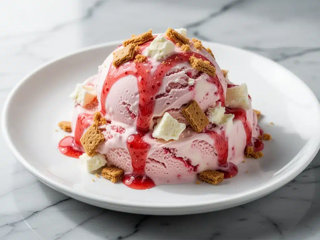 no-churn strawberry cheesecake ice cream - featured image