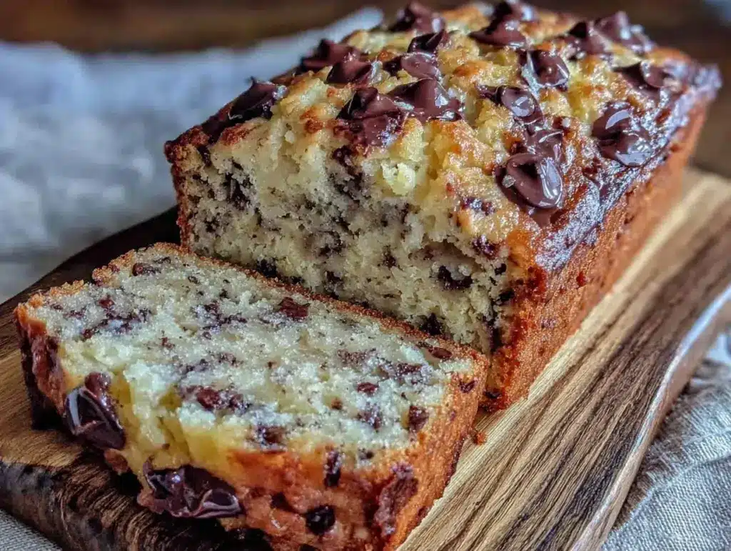 one-bowl banana bread with chocolate chips - featured image