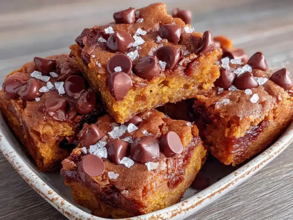 pumpkin chocolate chip cookie bars - featured image