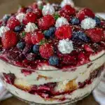 red white and blue berry trifle - featured image