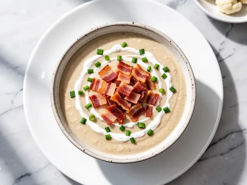 Roasted Garlic Cauliflower Soup: 5 Easy Cozy Fall Recipes 4 roasted garlic cauliflower soup preparation steps