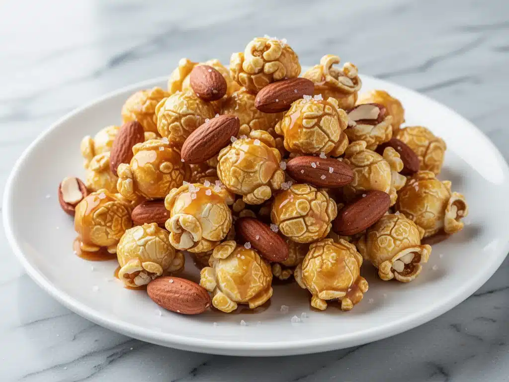 salted caramel popcorn clusters - featured image