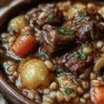 slow cooker beef and barley stew - featured image