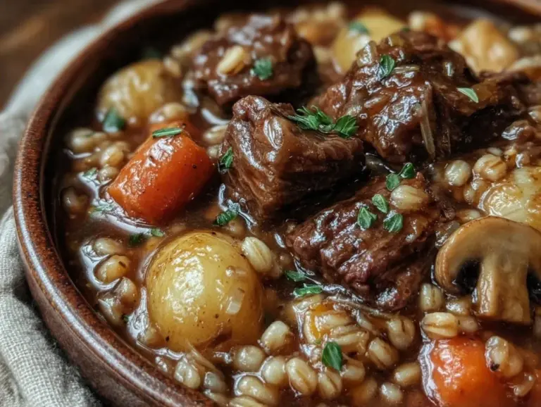 Home 4 slow cooker beef and barley stew - featured image