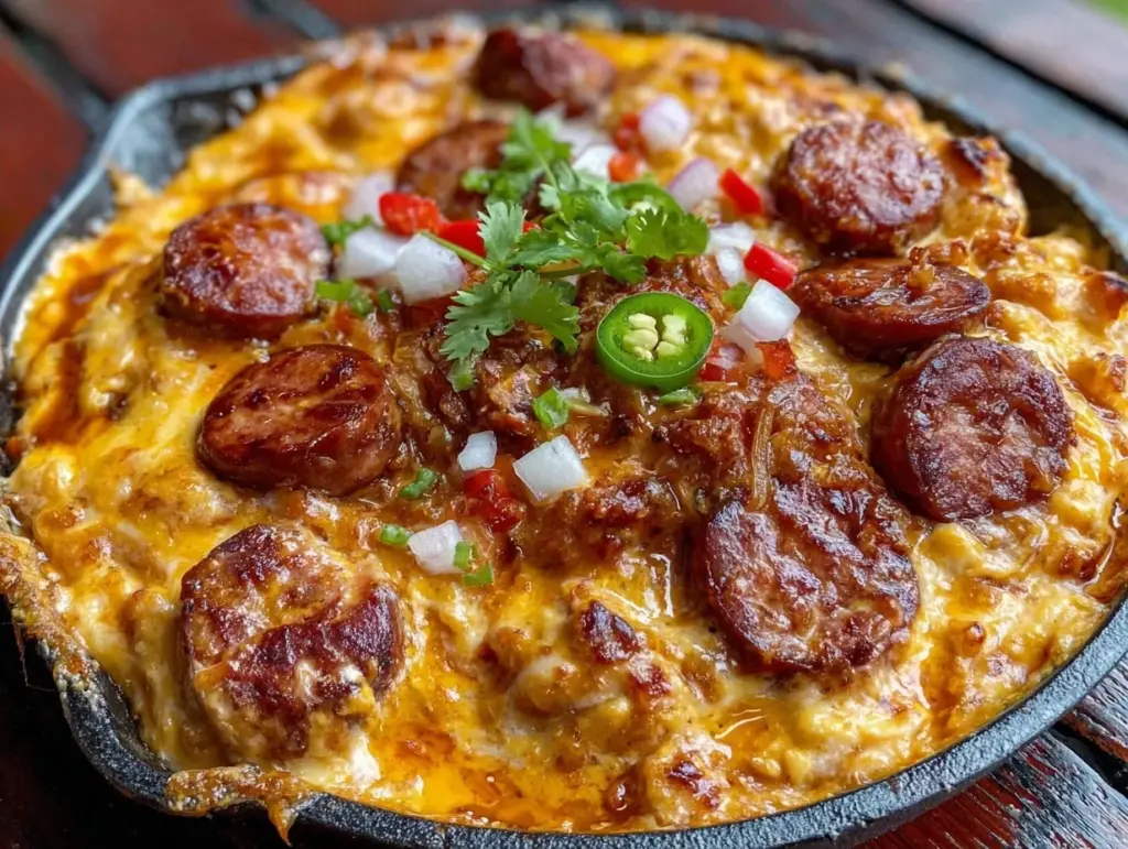 smoked sausage queso skillet - featured image
