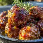 smoky bourbon bbq meatballs - featured image