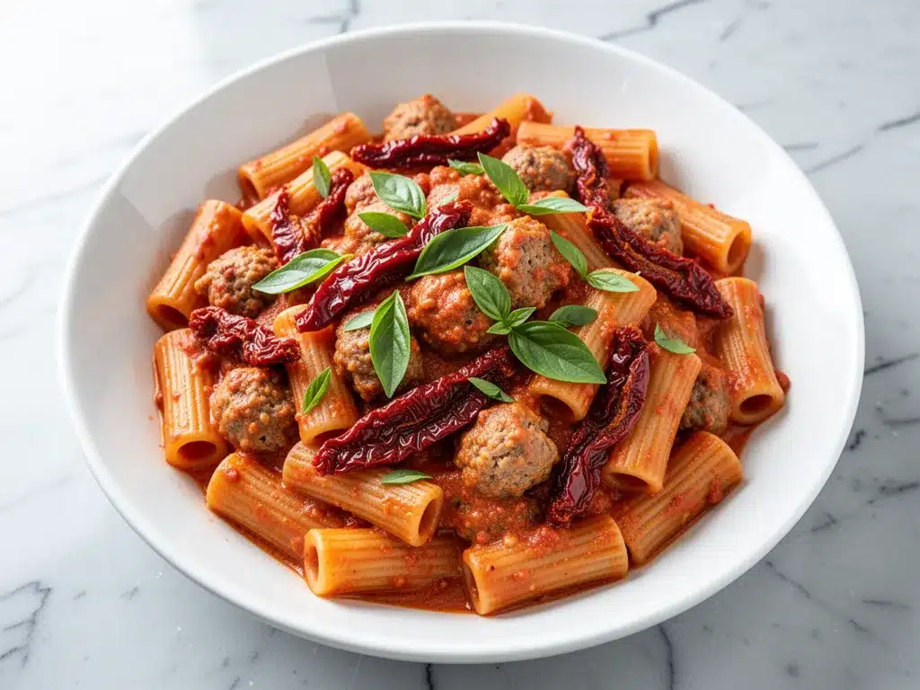 Ultra-Creamy Sun-Dried Tomato Sausage Rigatoni: Easy Weeknight Dinner 4 sun-dried tomato sausage rigatoni preparation steps