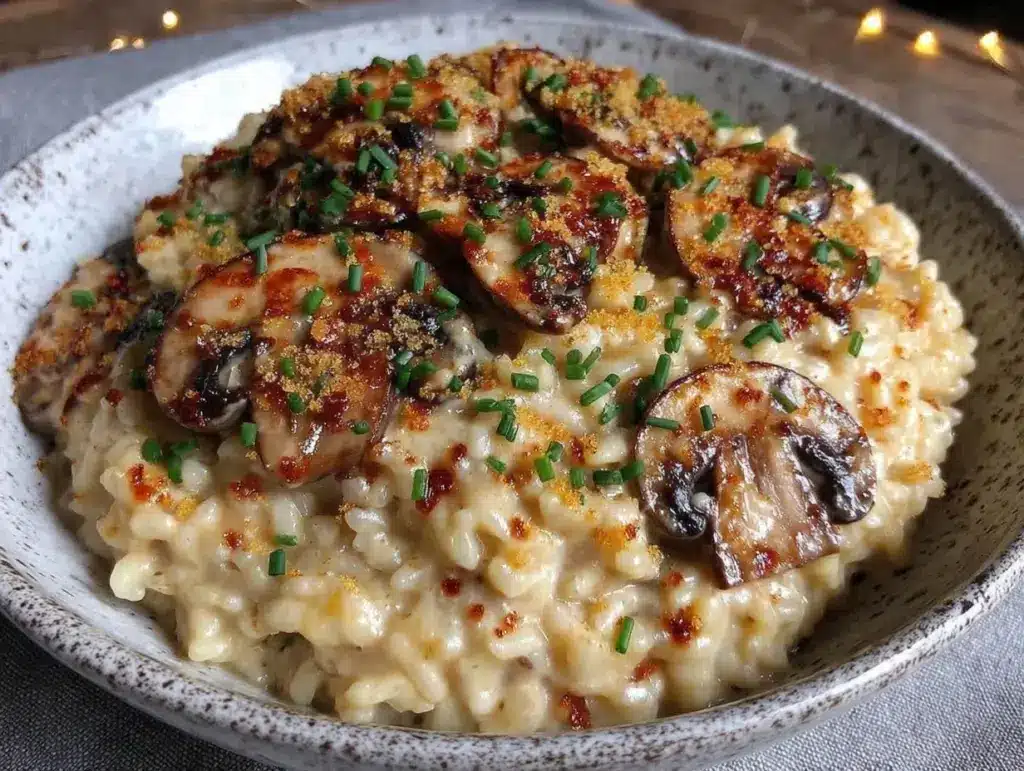 vegan mushroom risotto - featured image