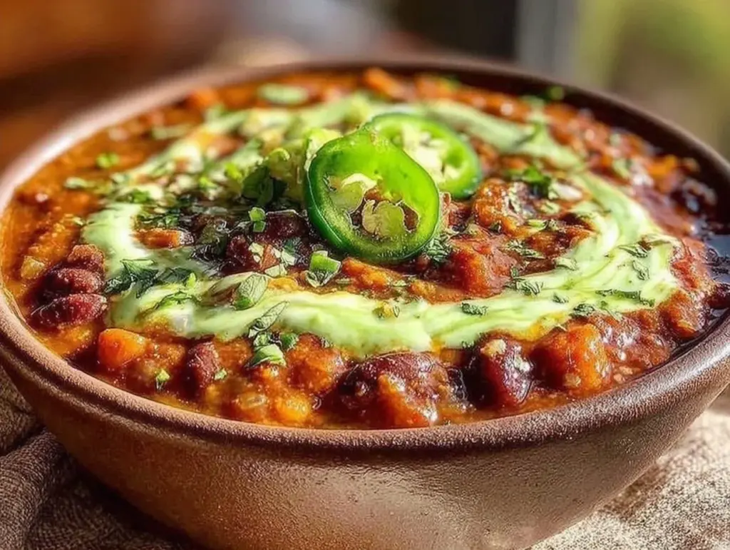 vegan sweet potato black bean chili - featured image