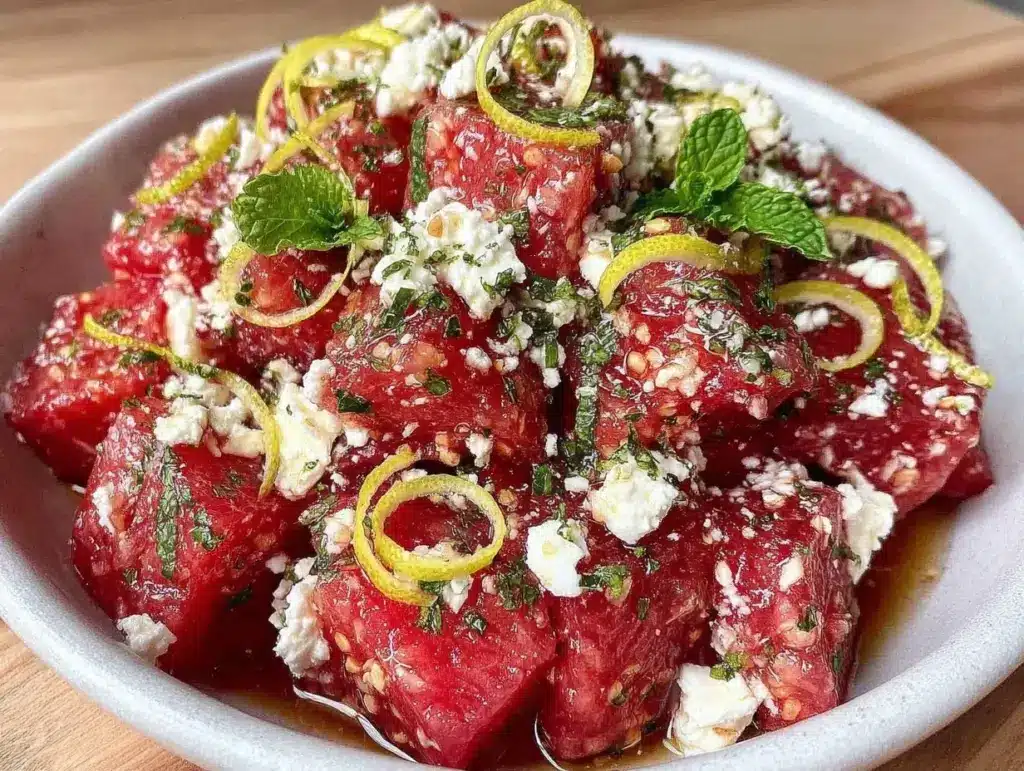 watermelon feta mint salad - featured image