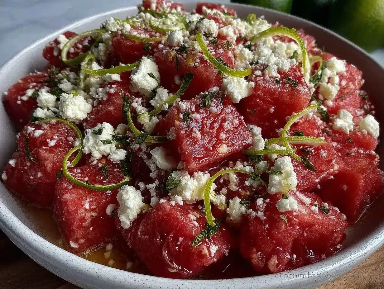 Watermelon Feta Mint Salad: The Best 3-Ingredient Summer Salad 4 watermelon feta mint salad preparation steps